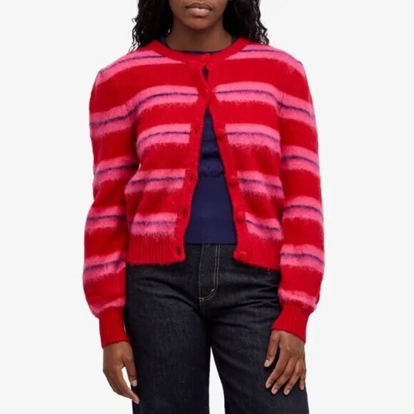 NWT Damson Madder Women's Cece Stripe Cardigan - Red/Pink Stripe - Picture 6 of 8